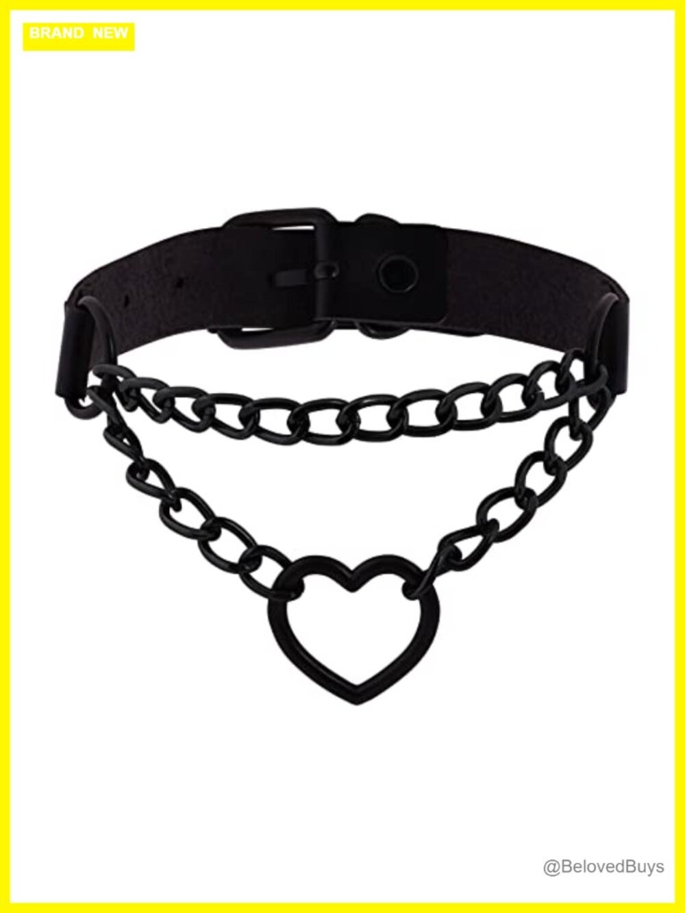 Goth Heart Chain Choker Necklace PU Leather Gothic Punk Emo Adjustable